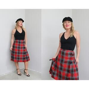 1970's Vintage Aljean Canadian Plaid Kilt Skirt ~ Women's XXS to XS 25" Waist